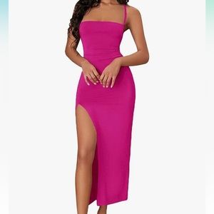 Pink lace up dress